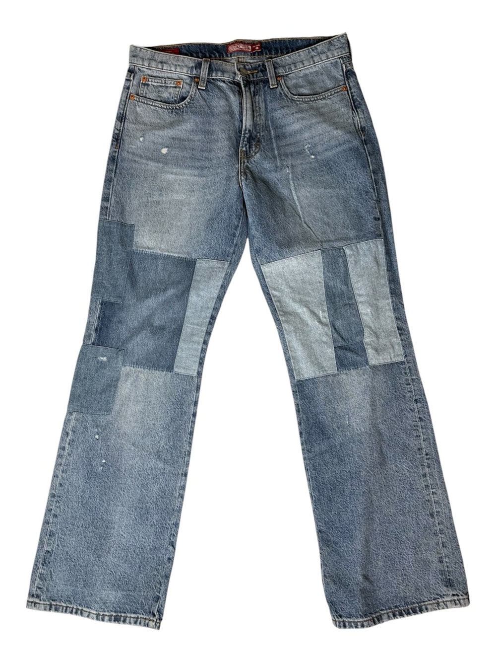 LUCKY BRAND Boyfriend Mid Rise Flare Patchwork Hemp Blend Denim Jeans 10 / 30